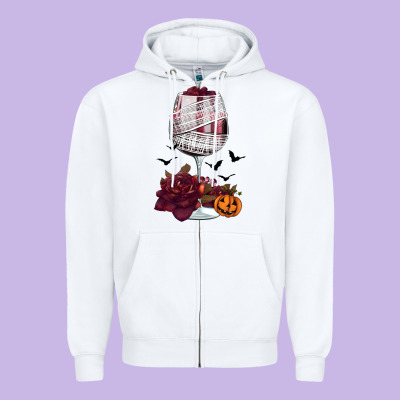 Halloween Roses Wine Zipper Hoodie Designed By Fadigitalartstudio