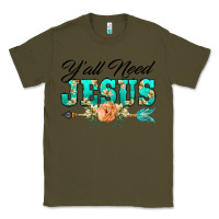 Army Green y'all need jesus arrow lily flowers Classic Tee - BarkalooDesign