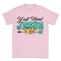 Bubblegum Pink y'all need jesus arrow lily flowers Classic Tee - BarkalooDesign
