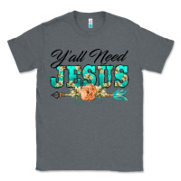Charcoal Heather y'all need jesus arrow lily flowers Classic Tee - BarkalooDesign