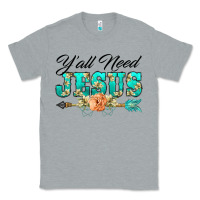 Heather Grey y'all need jesus arrow lily flowers Classic Tee - BarkalooDesign