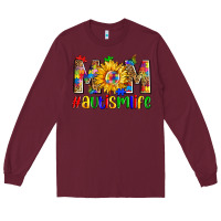 Burgundy mom #autism life Long Sleeve Tee - Zillion Design Studio