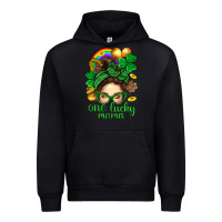 Black St. Patrick Messy Bun One Luck Mama With Clover Urban Hoodie - BundleAndBundleShop
