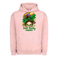 St. Patrick Messy Bun One Luck Mama With Clover Urban Hoodie | Teevron