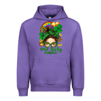 Tulip St. Patrick Messy Bun One Luck Mama With Clover Urban Hoodie - BundleAndBundleShop
