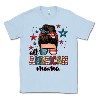 Dusty Blue all american mama messy bun Classic Tee - Zillion Design Studio