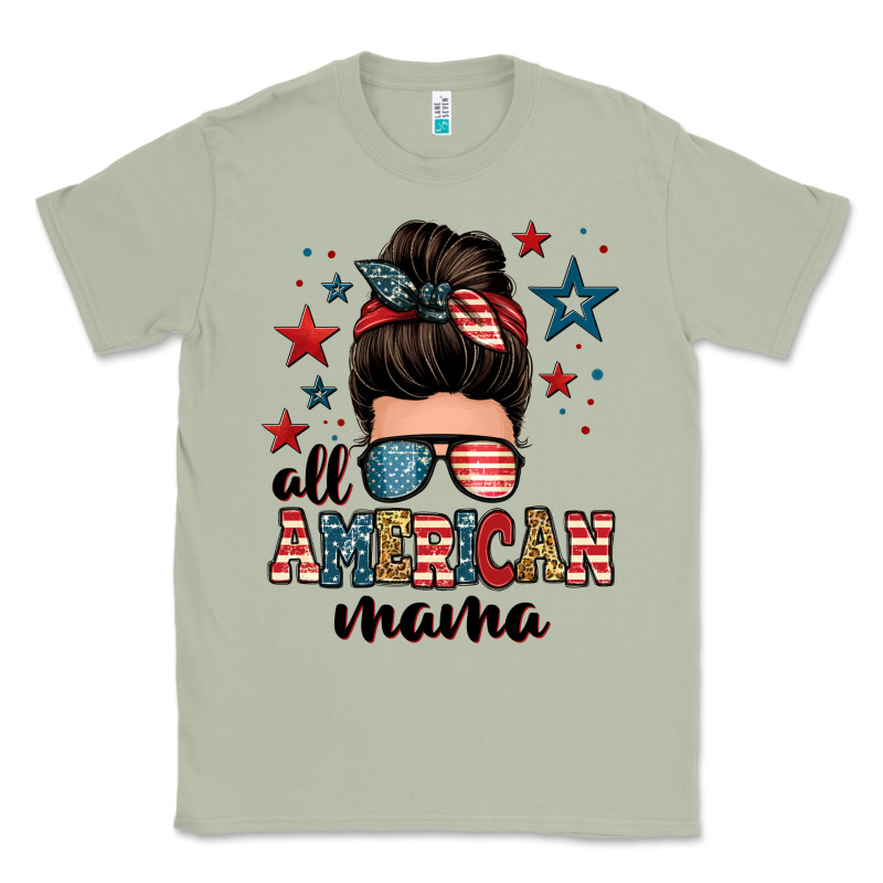 All American Mama Messy Bun Classic Tee by Zillion Design Studio | Teevron