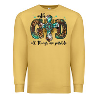 Antique Gold with god all things are possible gemstone cross Premium Sweatshirt - Jasminsmagicworld