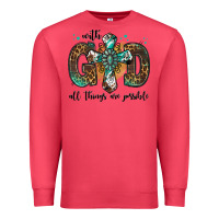 Cardinal with god all things are possible gemstone cross Premium Sweatshirt - Jasminsmagicworld
