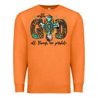 Carrot with god all things are possible gemstone cross Premium Sweatshirt - Jasminsmagicworld