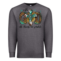 Charcoal Heather with god all things are possible gemstone cross Premium Sweatshirt - Jasminsmagicworld