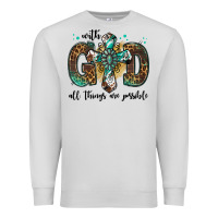 Dove Grey with god all things are possible gemstone cross Premium Sweatshirt - Jasminsmagicworld