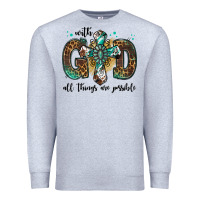 Heather Grey with god all things are possible gemstone cross Premium Sweatshirt - Jasminsmagicworld