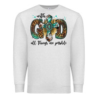 Oatmeal Heather with god all things are possible gemstone cross Premium Sweatshirt - Jasminsmagicworld