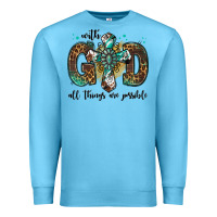 Ocean Blue with god all things are possible gemstone cross Premium Sweatshirt - Jasminsmagicworld