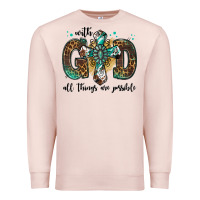 With God All Things Are Possible Gemstone Cross Premium Sweatshirt | Teevron