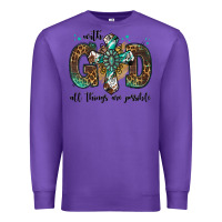 Purple with god all things are possible gemstone cross Premium Sweatshirt - Jasminsmagicworld