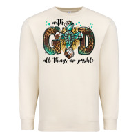 Sandshell with god all things are possible gemstone cross Premium Sweatshirt - Jasminsmagicworld