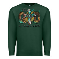 Sports Green with god all things are possible gemstone cross Premium Sweatshirt - Jasminsmagicworld