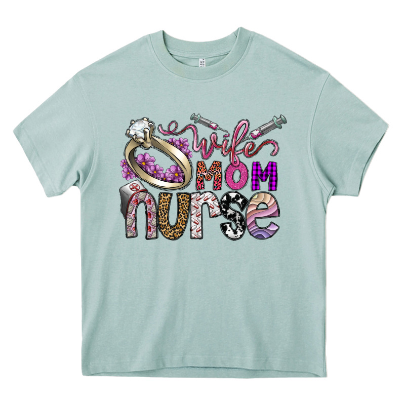Wife Mom Nurse Heavy Core Tee by SublimationCraftShop | Teevron