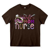 Chocolate Brown wife mom nurse Heavy Core Tee - SublimationCraftShop