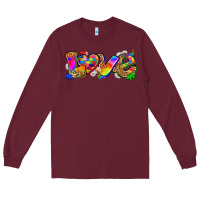 Burgundy love autism Long Sleeve Tee - Zillion Design Studio