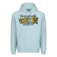 Blue Mist she speaks with wisdom proverbs 31 26 Premium Hoodie - NancyCooperArtShop