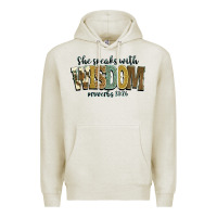 Oatmeal Heather she speaks with wisdom proverbs 31 26 Premium Hoodie - NancyCooperArtShop