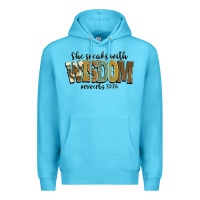 Ocean Blue she speaks with wisdom proverbs 31 26 Premium Hoodie - NancyCooperArtShop