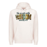 Pale Pink she speaks with wisdom proverbs 31 26 Premium Hoodie - NancyCooperArtShop