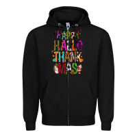Black happy hallothankmas Zipper Hoodie - FaDigitalArtStudio