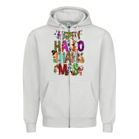 Dove Grey happy hallothankmas Zipper Hoodie - FaDigitalArtStudio