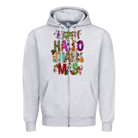 Heather Grey happy hallothankmas Zipper Hoodie - FaDigitalArtStudio