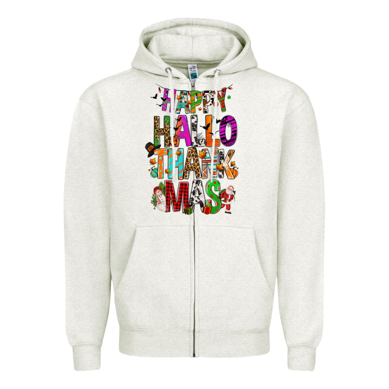 Happy Hallothankmas Zipper Hoodie by FaDigitalArtStudio | Teevron