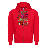 Red happy hallothankmas Zipper Hoodie - FaDigitalArtStudio