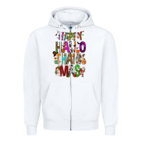 White happy hallothankmas Zipper Hoodie - FaDigitalArtStudio