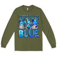 Army Green in april we wear blue autism gnomes Long Sleeve Tee - Zillion Design Studio