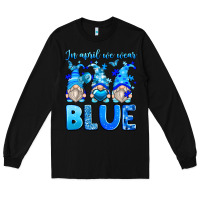 Black in april we wear blue autism gnomes Long Sleeve Tee - Zillion Design Studio