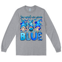 Heather Grey in april we wear blue autism gnomes Long Sleeve Tee - Zillion Design Studio