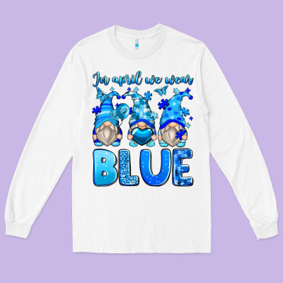In April We Wear Blue Autism Gnomes Long Sleeve Tee Designed By Zillion Design Studio