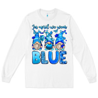 White in april we wear blue autism gnomes Long Sleeve Tee - Zillion Design Studio