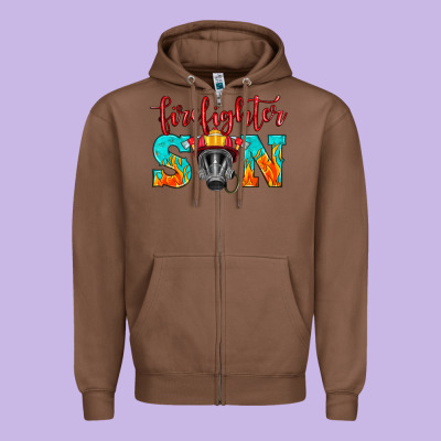 Firefighter Son Boy Zipper Hoodie Designed By Hra Design Shop
