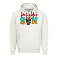 Oatmeal Heather firefighter son boy Zipper Hoodie - HRA Design Shop