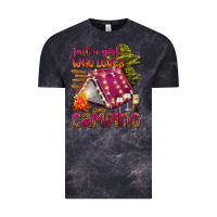 Cloud Black just a girl who loves camping Vintage Tee - texasbilliewilder