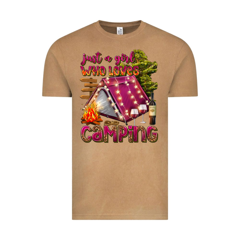 Just A Girl Who Loves Camping Vintage Tee by texasbilliewilder | Teevron