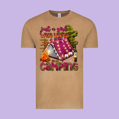 Just A Girl Who Loves Camping Vintage Tee Designed By Texasbilliewilder