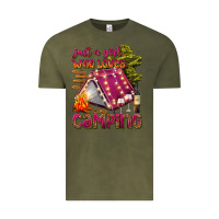 Vintage Olive just a girl who loves camping Vintage Tee - texasbilliewilder