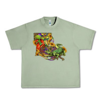 Oil Green Louisiana Map With Mardi Gras Crocodile Urban Heavy Tee - RanaPortraitStore