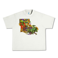 Pistachio Louisiana Map With Mardi Gras Crocodile Urban Heavy Tee - RanaPortraitStore