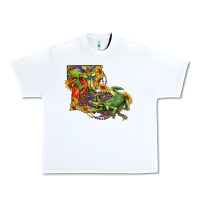 White Louisiana Map With Mardi Gras Crocodile Urban Heavy Tee - RanaPortraitStore